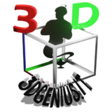 logo 3DGenius.it composto dal numero 3 dalla lettera D, da un cubo ed un genio che fuoriesce dalla lampada